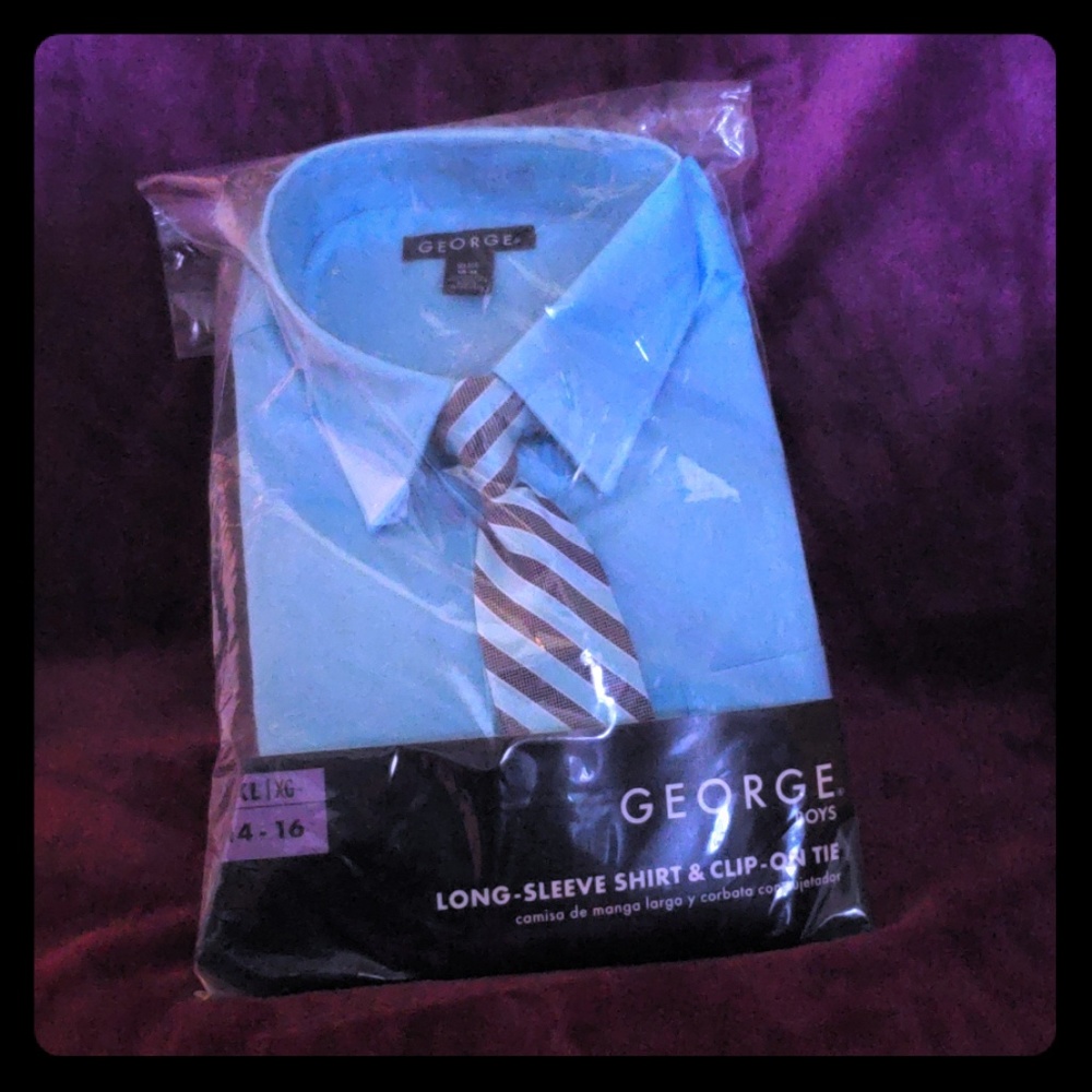 Boys Long-Sleeve Shirt & Clip on Tie